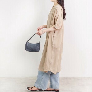 衿プリーツシャツワンピース ボリューム袖 SS【2025新作】