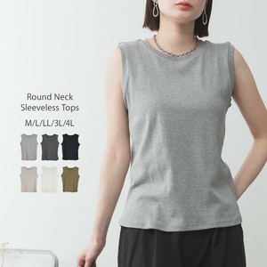 ラウンドネックノースリーブトップ　/インナー/レディース/無地/カットソー/タンクトップ/2025春新作
