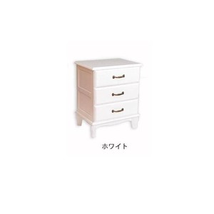 アンティーク風チェスト3段 完成品　ホワイト・TNB-403W