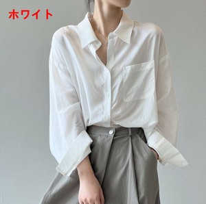 シャツ 長袖 春 無地 ゆったり 快適 レディース ファッション BQ7013