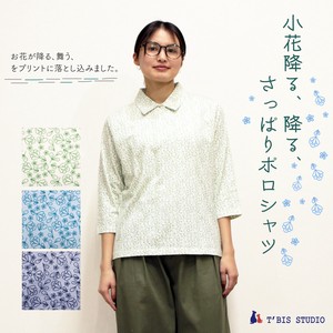 Polo Shirt Small 3/4 Length Sleeve Floral Pattern