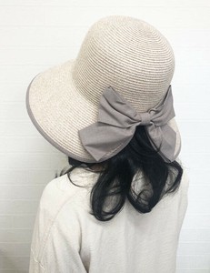 麦わら風パイピングリボンハット