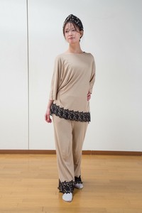 美しいレースのリアルスキンパジャマ3点セット　サンドベージュ／ダークグレー #上級睡眠健康指導士が監修