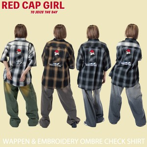 【売れ筋・25SS新作】RED CAP GIRL オンブレチェック バック ワッペン刺繍 半袖シャツ