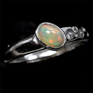 Silver-Based Opal/Tourmaline Ring Natural Stone Rings