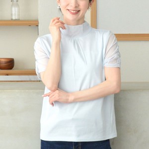 【日本製】ベルコットンチュール仕様ハイネック半袖カットソーTシャツ（B28910B）
