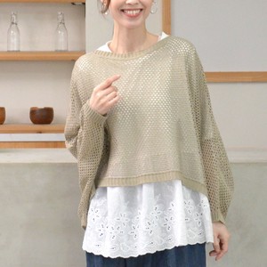 【2025年5月売れ筋商品】【日本製】メッシュ柄ショート丈長袖ニットセーター（D8-510）