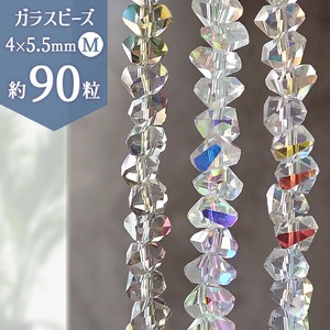 ガラスビーズ 【80. さざれ風ラフカット Mサイズ 1連 】多面カット ビーズ ガラス さざれ