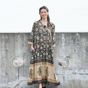 洋装/连衣裙 前开襟洋装/连衣裙 花朵 佩斯利 印花