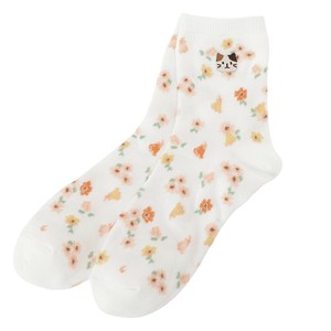 Crew Socks Gift Floral Pattern Fukunyan Cat Socks