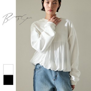 Sweatshirt Gathered Top Mixing Texture