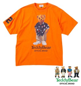 Teddy Bear ビッグサイズ メンズ 天竺プリント半袖Tシャツ オレンジ  3L 4L 5L 6L 8L