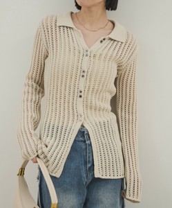 【再入荷】メッシュポロニットプルオーバー/カーデ