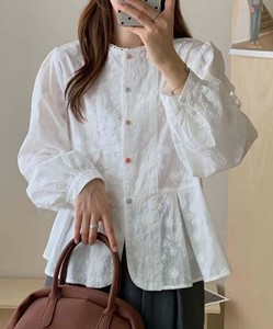 【aimoha】カラフルボタンペプラムシャツ レディース ボタン ブラウス
