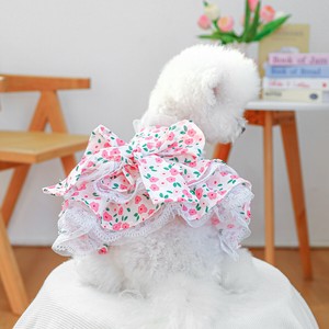 犬服 5サイズ ドッグウェア ペット服 ワンピース お花柄 刺繍 レース