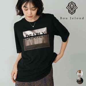 【再入荷】【2025新作】箔BOXロゴTシャツ◇箔ロゴにオーガンジーを重ねたデザインTシャツ