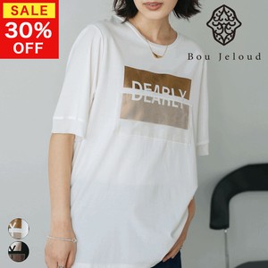 【決算SALE】【再入荷】箔BOXロゴTシャツ◇箔ロゴにオーガンジーを重ねたデザインTシャツ