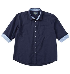 Mc.S.P ビッグサイズ メンズ 麻混スラブレギュラー七分袖シャツ  ネイビー  3L 4L 5L 6L 8L