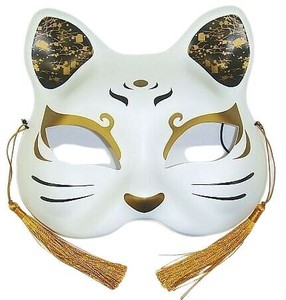 【お祭り・縁日・イベント】民芸品お面 猫面（月） CAT（MOON）
