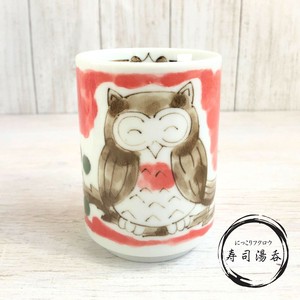 Mino ware Japanese Teacup Red Owl Pottery 300ml Made in Japan