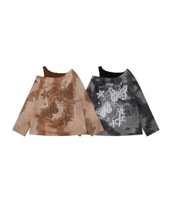 【HOOK】for girls タイダイプリントオープンショルダートップス レディース 女の子