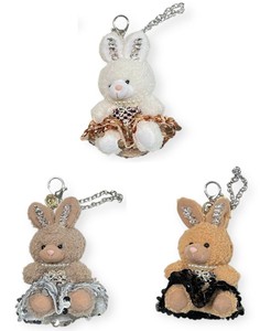 2025新作【COOCO クーコ】スパンコール ラビット チャーム うさぎ バッグチャーム かわいい