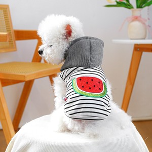 犬服 5サイズ ドッグウェア ペット服 フード付き スイカ柄
