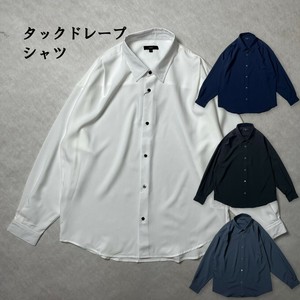 タックドレープシャツ　モード　ドレスカジュアル　きれいめ　接触冷感　モノトーン