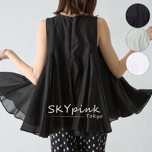 【2025SS新作】シアーレイヤードフレアデザインノースリーブトップス　SKYpink東京