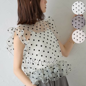 【再入荷】追加発注☆フロッキードットチュールシアートップス　プルオーバー　SKYpink東京