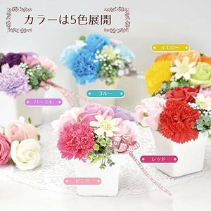 ソープフラワー　ポットアレンジ陶器  5カラー（12個アソート）クリアケース付き BL/PK/PU/RD/YE