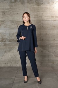 ノーカラーAラインジャケット　テーパード2P