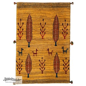 ギャッベ ペルシャ イラン オーガニックウール 絨毯 ラグ 玄関マットLL（約75×120cm）G1493　81×122cm