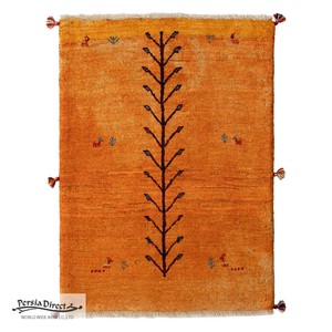 ギャッベ ペルシャ イラン オーガニックウール 絨毯 ラグ 玄関マットLL（約75×120cm）G1673　82×112cm