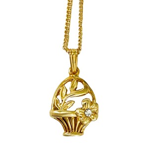 ネックレス レディース ヴィンテージアクセサリー カナダ製 ニッケルフリー ゴールド フラワーバスケット