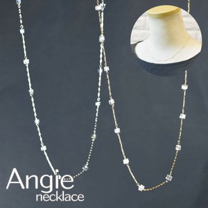 【Angie】スクエアビーズ チェーンネックレス　真鍮製2色展開。