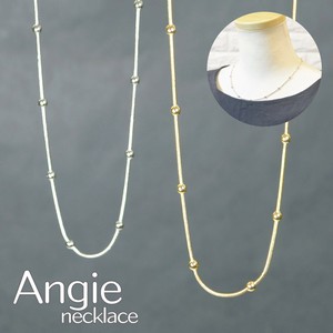 【Angie】オーバルボールラウンドネックレス　真鍮製2色展開。