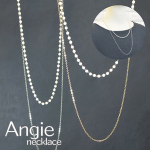 【Angie】パール＆チェーン2連ネックレス　真鍮製2色展開。