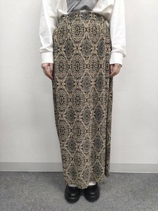 オリエンタル柄クリスタルプリーツ ナロースカート