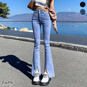 前スリットデニムパンツ スリム ストレッチ ロングパンツ 春 夏【2025SS】 EH3402