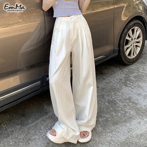 ホワイトデニムパンツ 薄手 夏 ワイドレッグ カジュアル 【2025SS】 EH4351