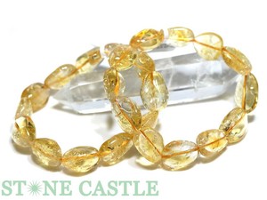☆高品質☆【ブレスレット】天然シトリンクォーツ タンブル型 約12x17〜13x18mm 【パワーストーン】