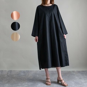 Casual Dress Design COLOR Front Long Dress Cotton Tuck