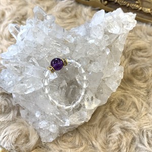 天然石リング　2月誕生石アメジスト、クリスタル(水晶)