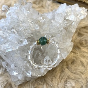 天然石リング　5月誕生石グリーンアベンチュリン、クリスタル(水晶)