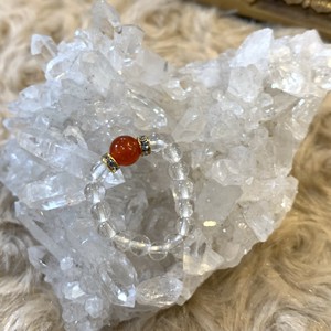 天然石リング　7月誕生石カーネリアン、クリスタル(水晶)