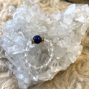 天然石リング　9月・12月誕生石ラピスラズリ、クリスタル(水晶)