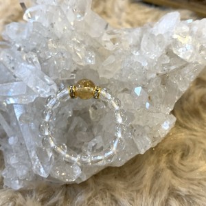 天然石リング　11月誕生石シトリン、クリスタル(水晶)