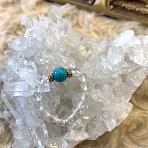 天然石リング　12月誕生石ターコイズ、クリスタル(水晶)