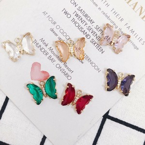 ハンドメイド 蝶 手芸 アクセサリーパーツ バタフライ ピアス イヤリング DIY用 チャーム ガラスストーン